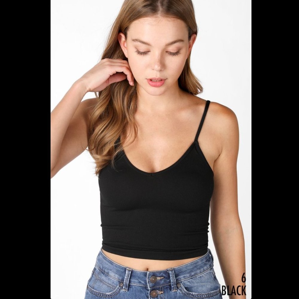 New Black Super Comfortable Relaxed Fit Ribbed Crop Top